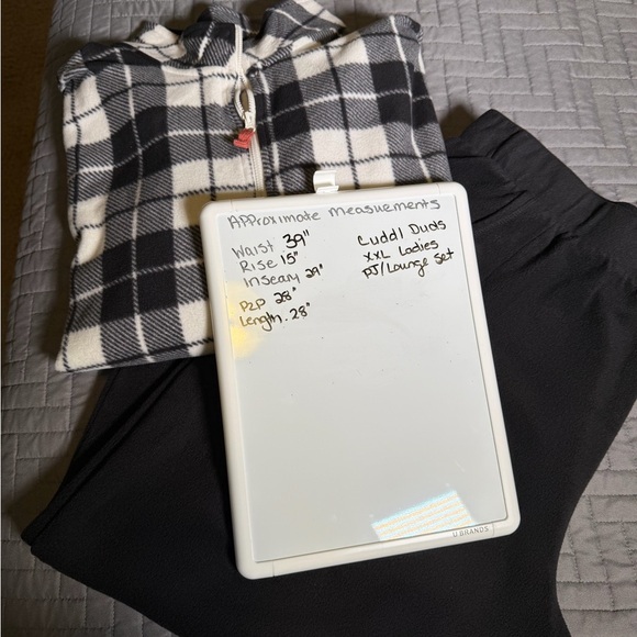 Cuddl Duds Black and White Plaid Fleece Pajama Set XXL - Picture 3 of 8